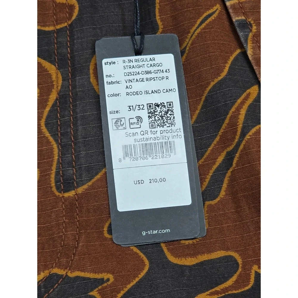 G‑Star‎ RAW 3301 Cargo Pants 31x32 Rodeo Island Camo Ripstop NWT $210 Straight